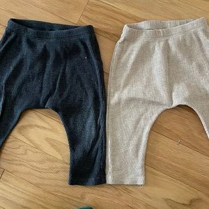Old Navy waffle leggings. Toddler. Size 12-18m. Charcoal gray and beige bundle